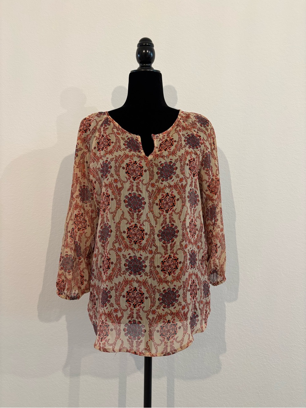 Mossimo Supply Co. Boho Floral Print Peasant Blouse - Cream & Rust